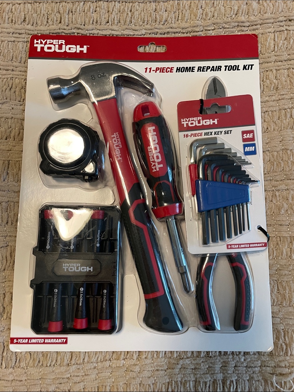 Hyper Tough Red & Black 11-Piece Home Repair Tool Kit